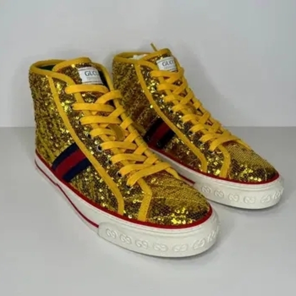Gucci Gold Sequin High-Top Sneakers